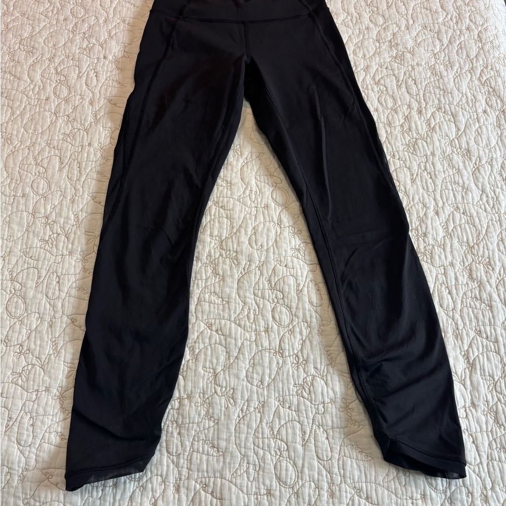 Lululemon Black Leggings with mesh accent